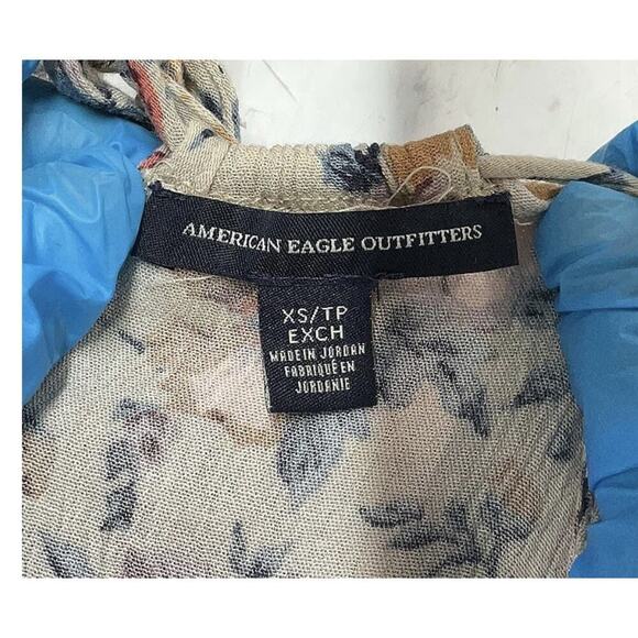 American Eagle Dainty Off Shoulder Floral Cotton Mini Dress Ruffle Women XS Flow - Picture 5 of 7